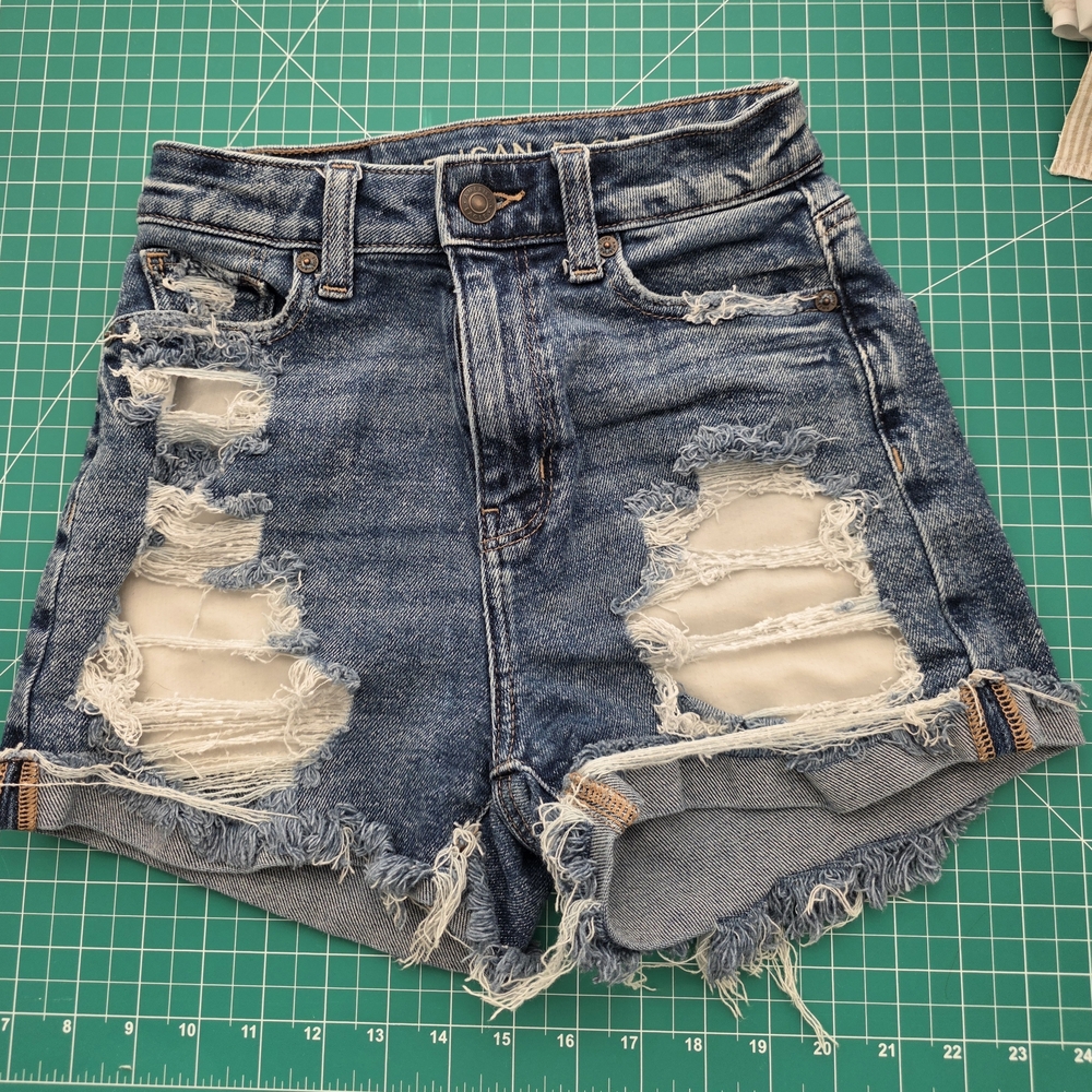 American Eagle Outfitters Blue Distressed Jean Shorts